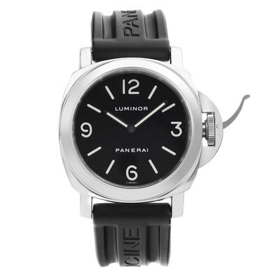 Pre-owned Panerai Luminor Mens Hand-Wind Black Dial Watch PAM00002 (black, arb5944)