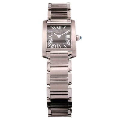 Pre-Owned Cartier Tank Francaise Quartz Black Dial Mens Watch W51026Q3 (black, arb5026)