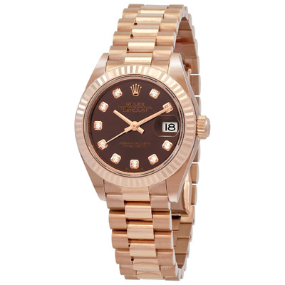 Rolex Lady Datejust Automatic Rose Gold 28mm with Chocolate Diamond Dial 279175CHDP (brown, arb7105)