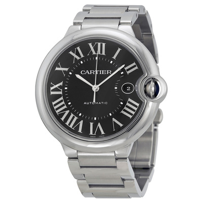 Pre-owned Ballon Bleu De Cartier Black Dial Stainless Steel Watch W6920042 (black, arb19151)