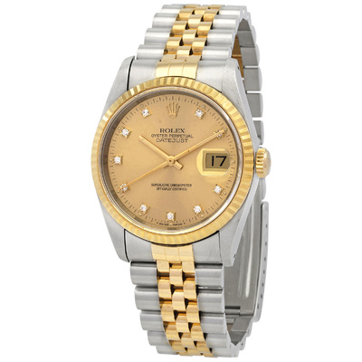 Pre-owned Rolex Datejust Automatic Diamond Champagne Dial Mens Watch 16233CDJ (beige, arb6917)