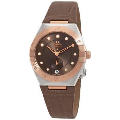 Omega Constellation Automatic Chronometer Diamond Brown Dial Ladies Watch 34mm Calibre 8802 131.23.34.20.63.001 (brown, arb4051)