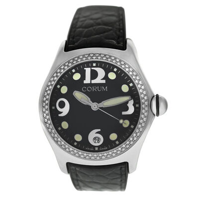 Pre-owned Corum Bubble Chrono Quartz Black Dial Unisex Watch, Model: 163.257.47 (black, arb5509)