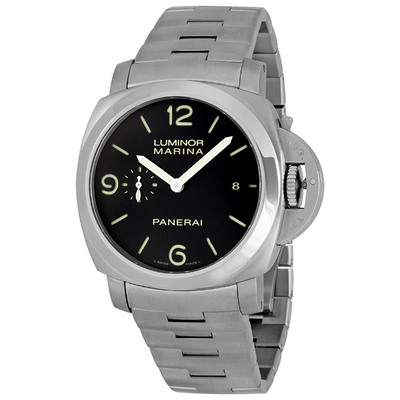 Pre-owned Panerai Luminor 1950 Marina Automatic Black Dial Mens Watch PAM00328 (black, arb3834)
