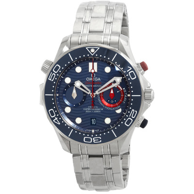 Omega Seamaster Chronograph Automatic Chronometer Blue Dial Mens Watch 21030445103002 210.30.44.51.03.002 (blue, arb4254)