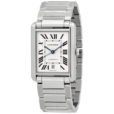 Pre-owned Cartier Tank WSTA0053 Silver Dial Mens Analog Automatic Watch (blue, arb3055)