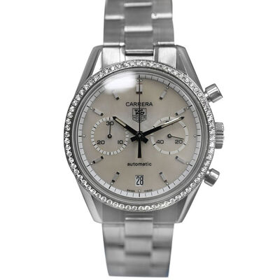 Pre-owned Tag Heuer Carrera Chronograph Automatic Diamond White Dial Unisex Watch CV2116 (arb4799)
