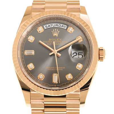 Rolex Day-Date 36 Automatic 18kt Everose Gold Diamond Slate Dial Ladies Watch M12823 (Reference: M128235-0050) (arb7279)