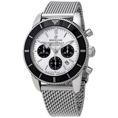 Breitling Herit II Chronog Auto Silver Dial Mens Watch AB0162121G1A AB0162121G1A1 (black, arb1567)
