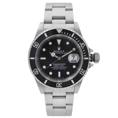 Pre-owned Rolex Submariner Automatic Chronometer Black Dial Mens Watch 16610 BKSO (black, arb5982)
