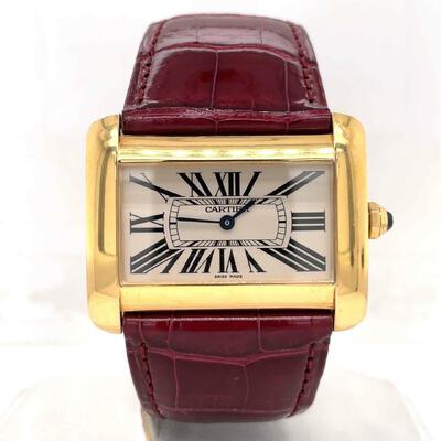 Pre-owned Cartier Divan White Dial 18K Yellow Gold Automatic Ladies Watch W6300856 (brown, arb2999)