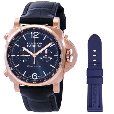 Panerai Luminor Chrono Goldtech Blu Notte Hand Wind Mens Watch PAM01111 (blue, arb4352)