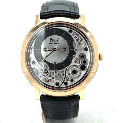 Pre-owned Piaget Altiplano G0A43120: 18kt Rose Gold Case, Black Alligator Leather Strap (black, arb5286)