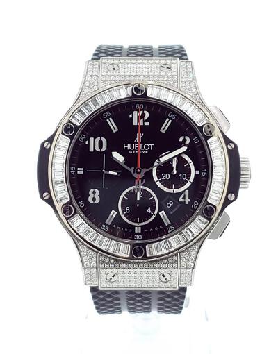 Pre-owned Hublot Big Bang Chronograph Diamond Black Dial Mens Watch (Model: 301.SW.130.RX.094) (black, arb6493)