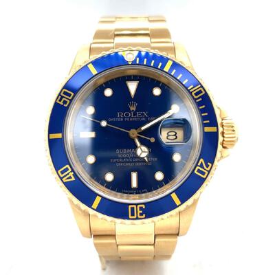 Pre-owned Rolex Submariner Blue Dial Mens Watch Model: 16618 LB (blue, arb5965)