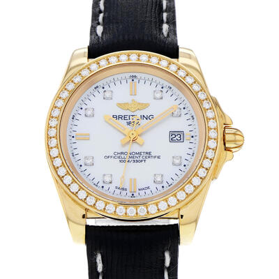 Pre-owned Breitling Galactic Quartz Chronometer Diamond Ladies Watch H7133053/A803 H7133053/A803-208X (black, arb7133)