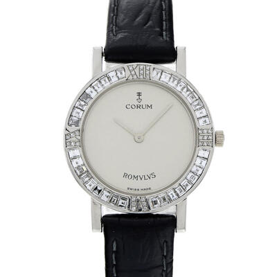 Pre-owned Corum Romvlvs Quartz Diamond Silver Dial Ladies Watch Model 50.211.79 (black, arb5515)