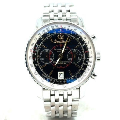 Pre-owned Breitling Navitimer Montbrillant Chronograph Hand Wind Black Dial Mens Watch A4833012/B776 (black, arb3752)