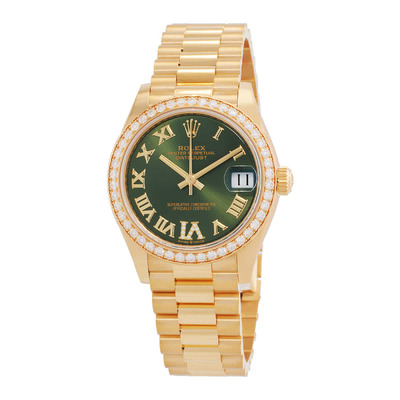 Rolex Datejust Automatic Yellow Gold Diamond Olive Green Dial Ladies Watch M278288RBR-0024 (arb4591)