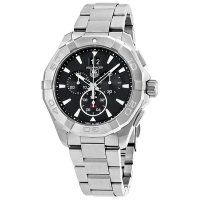 Pre-owned Tag Heuer Aquaracer Chronograph Quartz Black Dial Mens Watch CAY1110.BA0927 (black, arb22979)