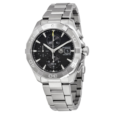 Pre-owned Tag Heuer Aquaracer Chronograph CAY2110.BA0927 - Black Dial, Stainless Steel (black, arb14505)