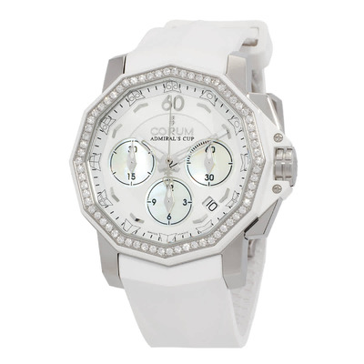 Corum Admirals Cup Chronograph Automatic Diamond White Mother of Pearl Dial Ladies Watch 984.970.47/F379 PN35 (blue, arb894)