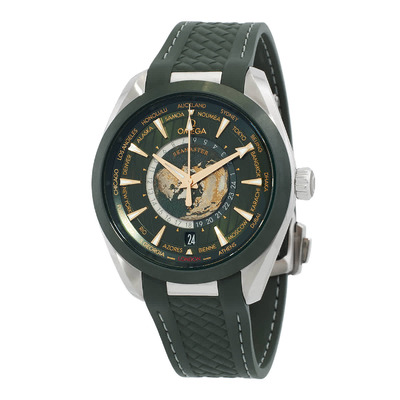 Omega AquaTerra Chronometer GMT Automatic Reference 220.32.43.22.10.001 - Analog Green Dial Mens Watch (blue, arb4264)