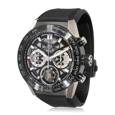Pre-Owned Tag Heuer Carrera Tourbillon Chronograph Automatic Mens Watch CAR5A8Y.FC6377 (black, arb4800)