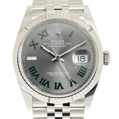 Rolex Datejust 36 Automatic Grey Dial Chronometer Watch Ref: 126234GYRJ 126234-0045 (arb7511)