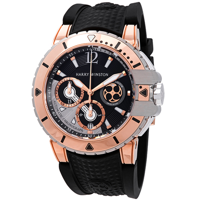Pre-owned Harry Winston Ocean Diver Chronograph Automatic Dial Mens Watch OCEACH44RZ005 (black, arb4760)