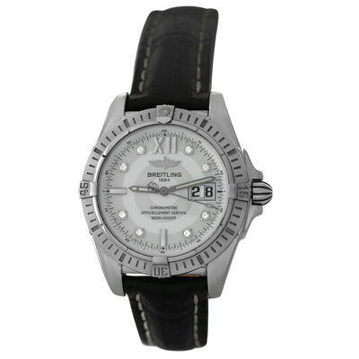 Pre-owned Breitling Windrider Cockpit Automatic Chronometer Diamond White Dial Mens Watch A49350 (black, arb3753)