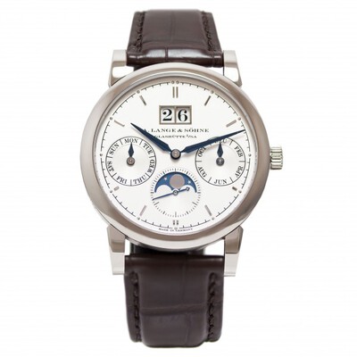 Pre-owned A. Lange & Söhne Saxonia Annual Calendar Silver Dial Mens Watch 330.026 (brown, arb21885)