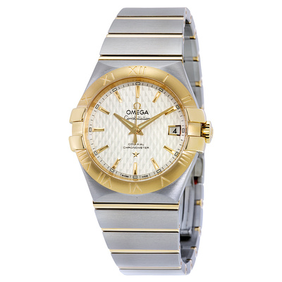Pre-owned Omega Constellation Silver Dial Mens Watch 123.20.35.20.02.006 with Stainless Steel Case, Yellow Gold Bracelet Bars and Fixed Bezel (arb5257)