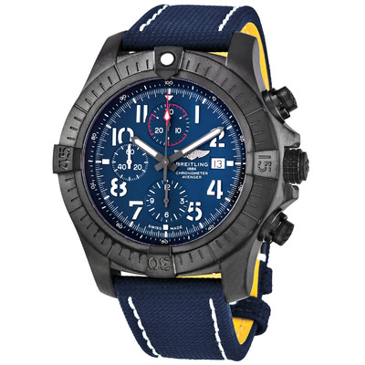 Breitling Super Avenger Night Mission Chronograph Automatic Chronometer Blue Dial Mens Watch V13375101C1X2 (black, arb19236)