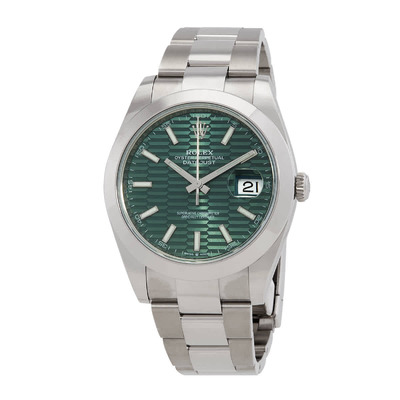 Rolex Datejust 41 Mint Green Fluted Mens Oyster Watch Reference M126300-0021 (green, arb7555)