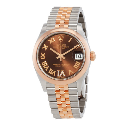Rolex Datejust 31 Chocolate Dial Automatic Ladies Steel and 18kt Everose Gold Jubilee Watch Reference: 278241CHRDJ (brown, arb7771)