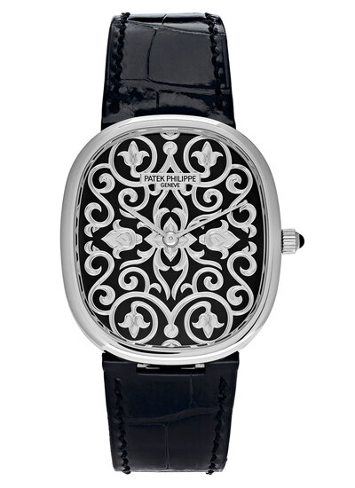 Patek Philippe Golden Ellipse (5738-51g-001) Automatic Black Dial Ladies Watch (black, arb6409)