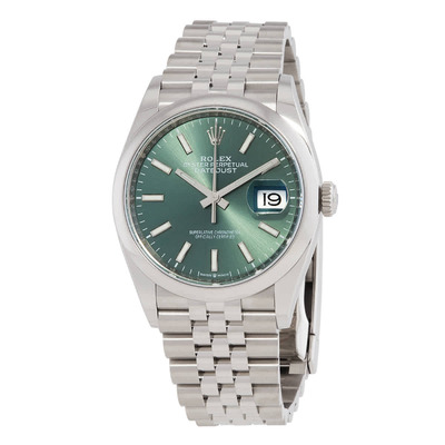Rolex Datejust 36 Mens Mint Green Dial Automatic Stainless Steel Jubilee Watch M126200-0023 (green, arb7752)