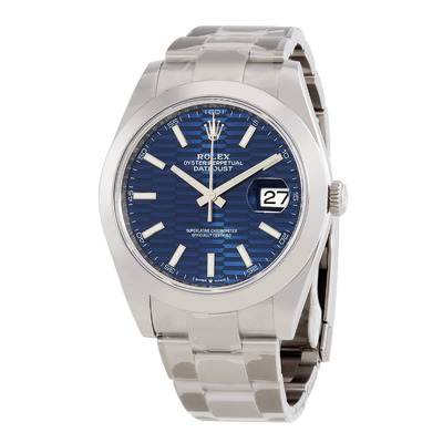 Rolex Datejust 41 Bright Blue Fluted Motif Dial Automatic Mens Oyster Watch M126300-0023 (blue, arb7557)