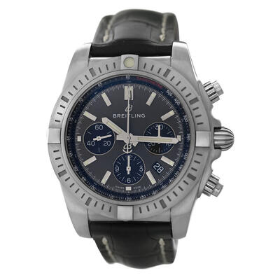 Pre-owned Breitling Chronomat AB0115 Chronograph Automatic Chronometer Black Dial Mens Watch (black, arb3762)