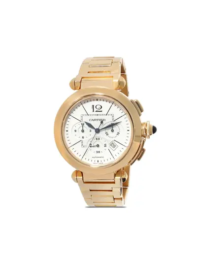 Cartier Pasha Pre-Owned circa 2000-2009, Ref. 22489204, White Dial Yellow Gold Adjustable Link Bracelet (arb244)