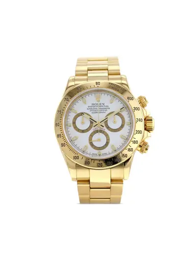 Rolex 2005 Pre-Owned Daytona 41mm White Round Face Yellow-Gold Baton Hands Bracelet 22557749 (arb91)