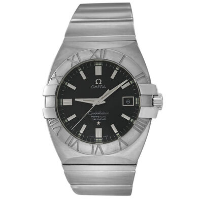 Pre-owned Omega Constellation Double Eagle Perpetual Quartz 38mm Black Dial Unisex Watch Calibre 1680 - Item Code: 1513.51 (black, arb5263)