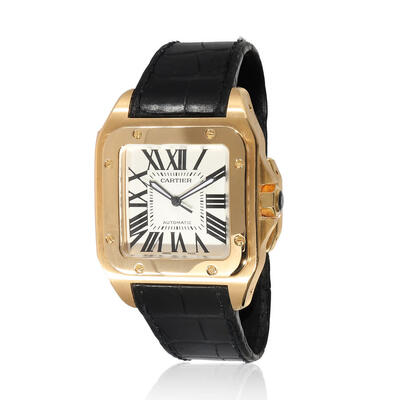 Pre-owned Cartier Santos W20071Y1 Silver Dial Mens Watch (black, arb22911)