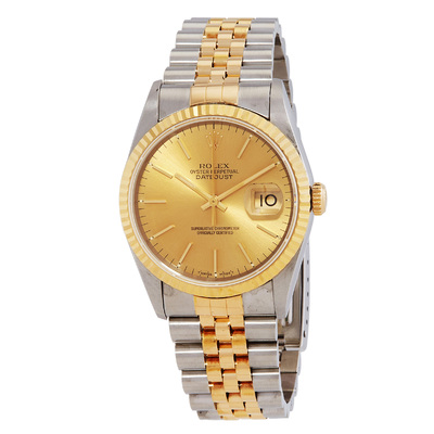 Pre-owned Rolex Datejust 16233 CSJ Mens Automatic Gold Dial Watch (arb24716)