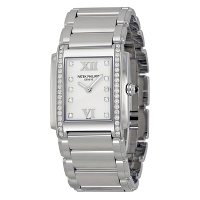 Pre-Owned Patek Philippe Twenty-four Diamond White Dial Ladies Watch 4910/10a-011 (arb23475)
