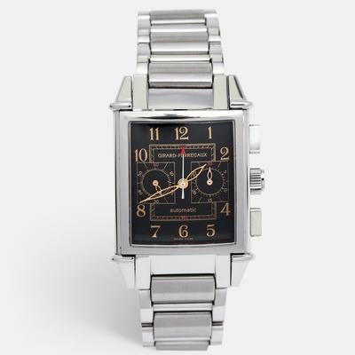 Girard-Perregaux Black Stainless Steel Vintage 1945 Chronograph Men's Watch 32mm 734269 (black, arb14336)