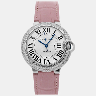 Cartier Ballon Bleu WE900651 36mm Automatic Women's Watch in Silver & White Gold with Diamond 905222 (arb8399)