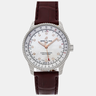 Breitling White Shell Navitimer A17395211A1P2 Automatic Women's Watch 35mm 913390 (white, arb8400)