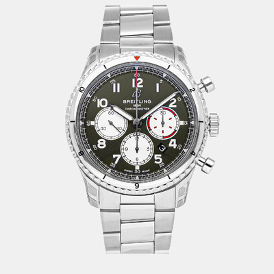 Breitling Green Stainless Steel Aviator AB01192A1L1A1 Men's Watch 43mm Automatic 923613 (green, arb8408)